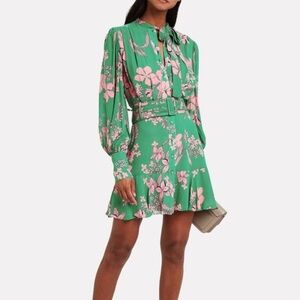 NWT NEW ALEXIS Tidale Island Floral Dress Green Belted Size Large L
